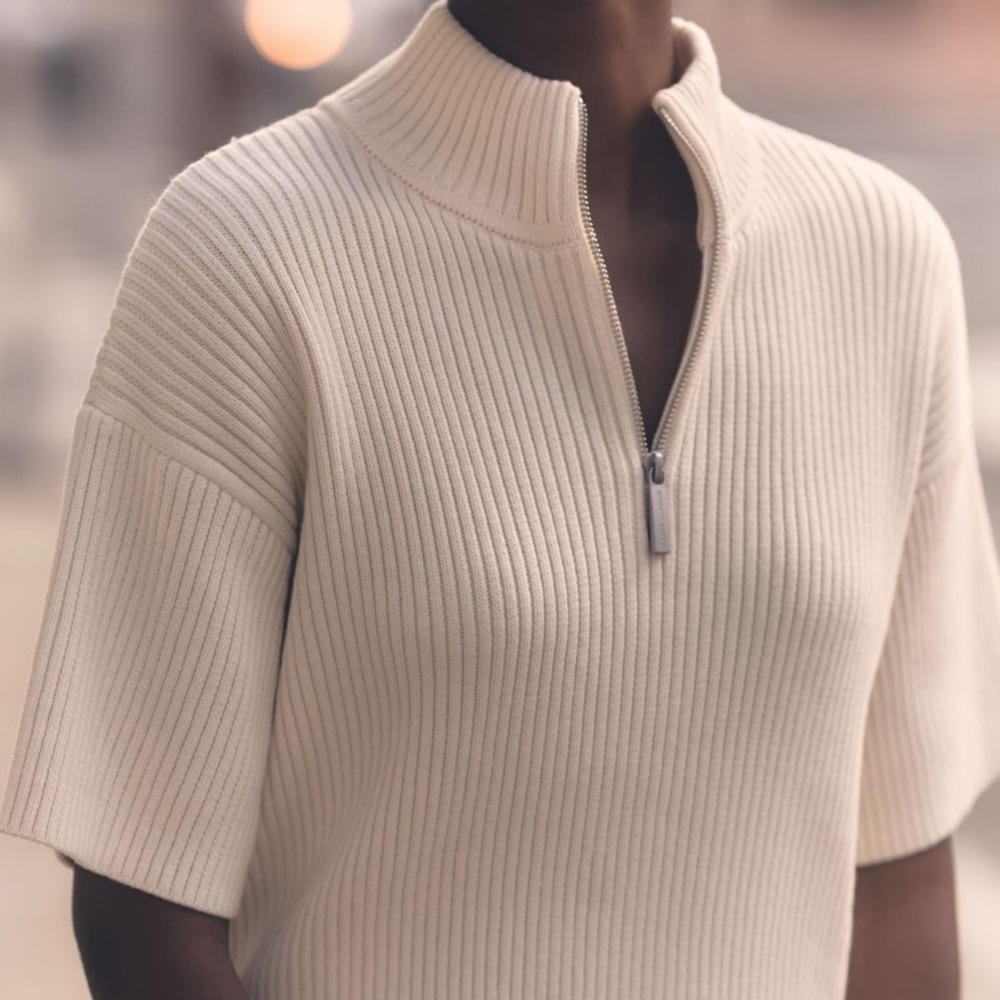 Anthropologie Sweaty Betty Short-Sleeve Retreat Rib Sweater - Picture 2 of 3